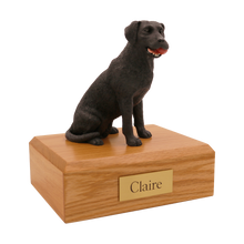 Black Labrador Retriever, Sitting with Ball in Mouth Figurine Pet Cremation Urn