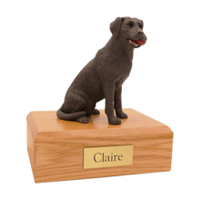 Chocolate Labrador Retriever, Sitting With Ball in Mouth Figurine Pet Cremation Urn