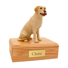 Yellow Labrador Retriever, Sitting With Ball in Mouth Figurine Pet Cremation Urn