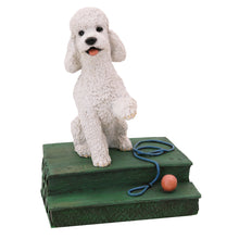 White Sport Cut Poodle, Sitting on Steps Figurine Pet Cremation Urn