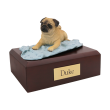 Fawn Pug, Lying Down on a Blanket Figurine Pet Cremation Urn