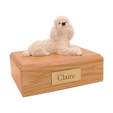 White Poodle, Lying Down Figurine Pet Cremation Urn