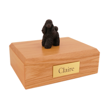 Black Poodle, Curly Coat Standing Figurine Pet Cremation Urn