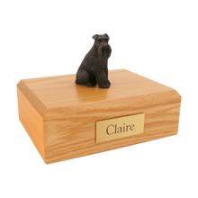 Black Schnauzer with Ears Down, Sitting Figurine Pet Cremation Urn