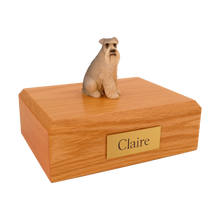 Gray Schnauzer with Ears Down, Sitting Figurine Pet Cremation Urn