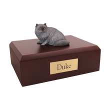 Grey Persian Cat, Sitting Figurine Pet Cremation Urn