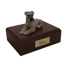Silver Schnauzer, Ears Down Figurine Pet Cremation Urn 