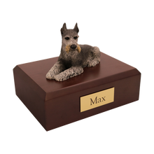 Male Black Silver Schnauzer, Ears Up Figurine Pet Cremation Urn