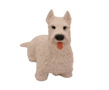 White Scottish Terrier with Ears Up, Lying Down Figurine Pet Cremation Urn