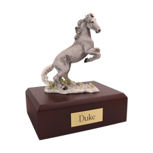 Gray Mustang Horse, Rearing Figurine Pet Cremation Urn