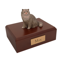 Grey Persian, Sitting Figurine Pet Cremation Urn