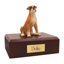 Boxer, Ears Down Sitting Figurine Pet Cremation Urn