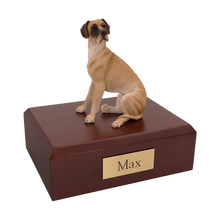 Fawn Great Dane, Ears Down Sitting Figurine Pet Cremation Urn
