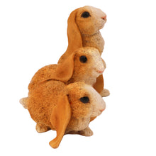 Three Brown Rabbits, Side By Side Figurine Pet Cremation Urn