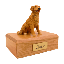 Golden Retriever, with White Paw Sitting Figurine Pet Cremation Urn