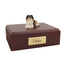 Male Tri-Color Collie, Resting Figurine Pet Cremation Urn