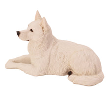 White German Shepherd, Lying Down Figurine Pet Cremation Urn