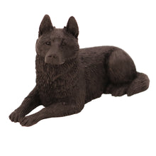 Black German Shepherd, Lying Down Figurine Pet Cremation Urn
