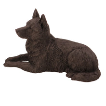 Black German Shepherd, Lying Down Figurine Pet Cremation Urn