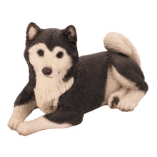 Black & White Husky, Lying Down Figurine Pet Cremation Urn