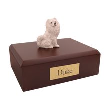 Cream Samoyed, Sitting Figurine Pet Cremation Urn
