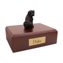 Black Shar Pei, Looking Back Figurine Pet Cremation Urn
