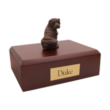 Chocolate Shar Pei, Looking Back Figurine Pet Cremation Urn