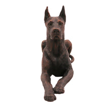 Bronze Great Dan with Ears Up, Lying Down Figurine Pet Cremation Urn