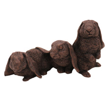 Bronze Three Rabbits, Side By Side Figurine Pet Cremation Urn