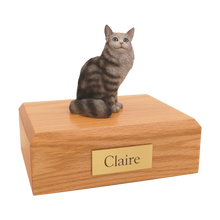 Silver and Tabby Maine Coon, Sitting Figurine Pet Cremation Urn