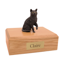 Black Shorthair Cat, Sitting Figurine Pet Cremation Urn