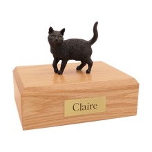 Black Shorthair Cat, Standing Figurine Pet Cremation Urn
