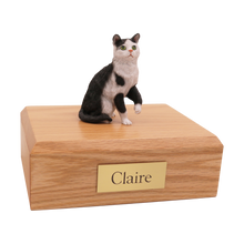 Black and White Shorthair Cat, Standing Figurine Pet Cremation Urn