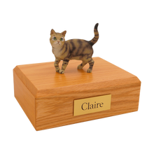Tabby and Brown Shorthair Cat, Standing Figurine Pet Cremation Urn