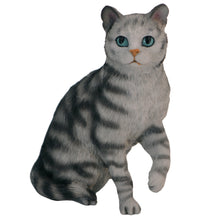 Tabby and Silver Shorthair Cat, Sitting Figurine Pet Cremation Urn