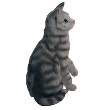 Tabby and Silver Shorthair Cat, Sitting Figurine Pet Cremation Urn
