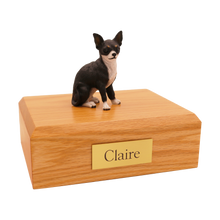 Black and White Chihuahua, Sitting Figurine Pet Cremation Urn