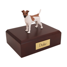 Brown and White Fox Terrier, Standing Figurine Pet Cremation Urn
