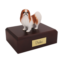 Red and White Japanese Chin, Standing Figurine Pet Cremation Urn