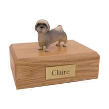 Gray Puppycut Lhasa Apso, Standing Figurine Pet Cremation Urn