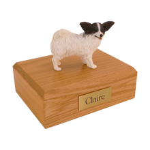 Black and White Papillon, Standing Figurine Pet Cremation Urn