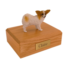 Brown and White Papillon, Standing Figurine Pet Cremation Urn