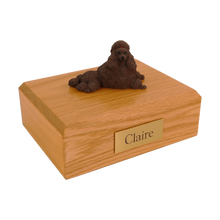 Chocolate Poodle, Show Cut Lying Down Figurine Pet Cremation Urn