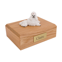 White Poodle, Show Cut Lying Down Figurine Pet Cremation Urn