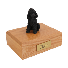 Black Poodle, Sport Cut Sitting Figurine Pet Cremation Urn
