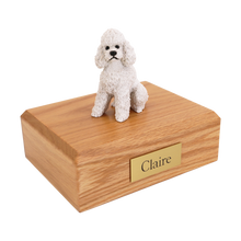 White Poodle, Sport Cut Sitting Figurine Pet Cremation Urn