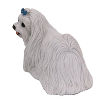 Maltese with Blue Ribbon, Standing Figurine Pet Cremation Urn