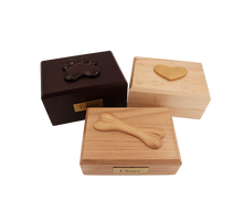 Wooden Traditional Pet Cremation Urn with Bone Adornment