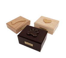 Wooden Traditional Pet Cremation Urn with Paw Print Adornment