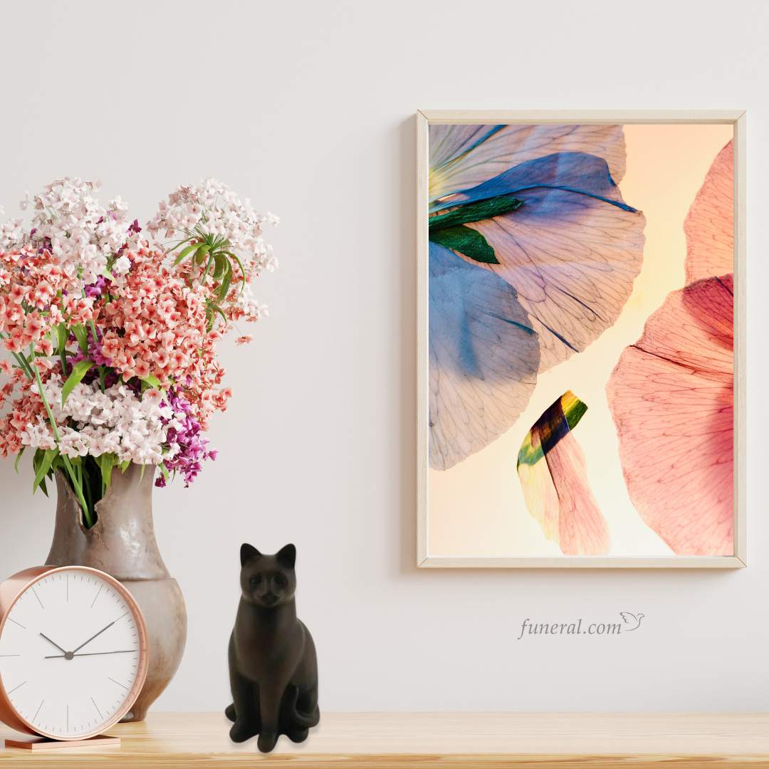 Gazing Lovingly Tabby Small Pet Urn with Background